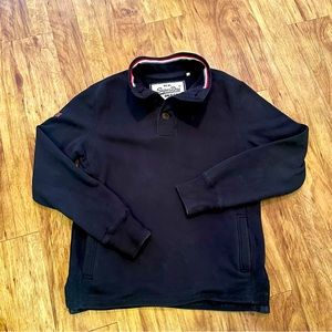 Superdry Men's Navy Pullover Quarter-Button Sweater